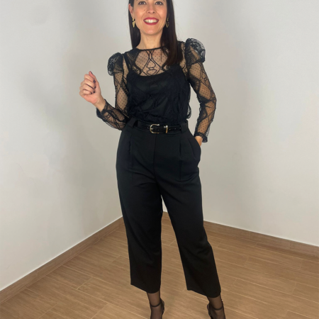 Top encaje combinado