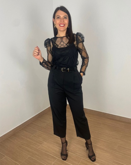 Top encaje combinado