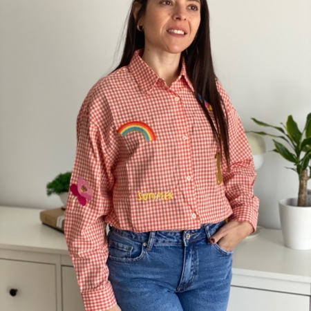 Camisa vichy naranja