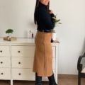 Falda midi camel
