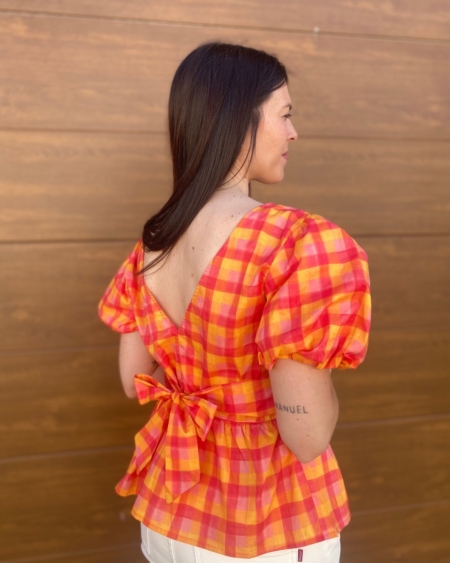 Blusa Cuadros Naranja