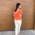 Blusa Cuadros Naranja