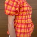 Blusa Cuadros Naranja