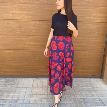 Falda Estampada Coral