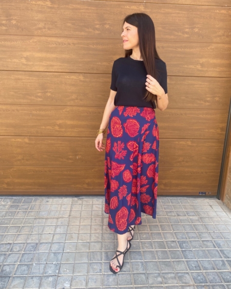 Falda Estampada Coral