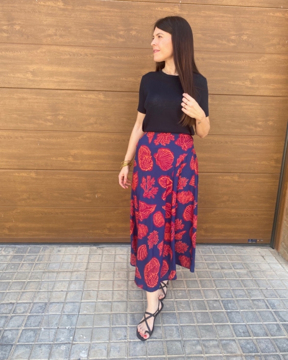 Falda Estampada Coral