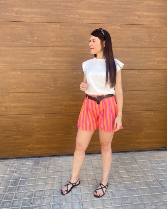 Shorts Rayas Naranja